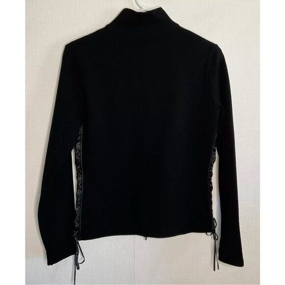 Vintage Bruno Manetti Moto Jacket Womens M Knit Sweater Zip Up Lacing Side Ride - Picture 8 of 9